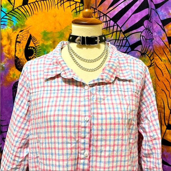 Authentic Original Vintage Style Tops - 🌈 Lovely Vintage plaid lace button top